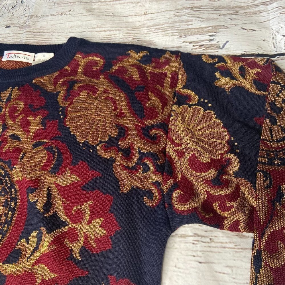 Talbots Vintage Fleur de Lis Crewneck Sweater Size S - Picture 6 of 7